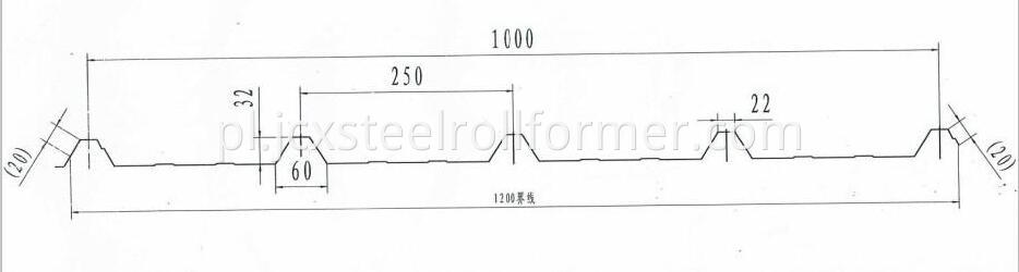 Roof Tile Roll Forming Machine profile drawing